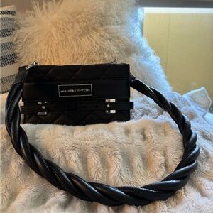 Black Quilted Handbag with Twisted Handle